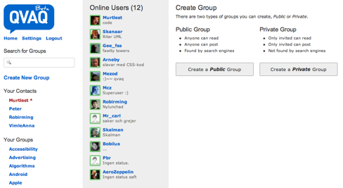 qvaq-create-group Qvaq's simple, neat and user-friendly UI.
