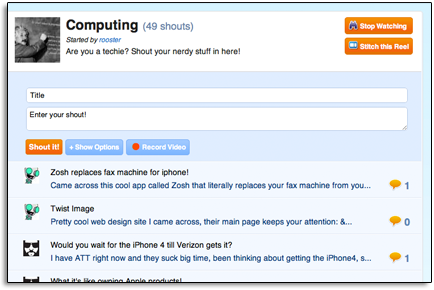 shoutreel 4 Shoutreel lets users manage conversations in different "reels" using one single location.
