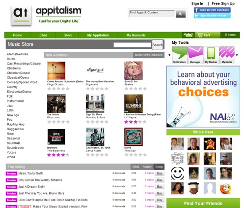 A look at Appitalism's music store.