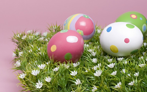 Easter eggs on grass