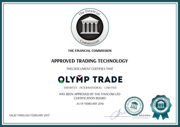 olymp trade certificate
