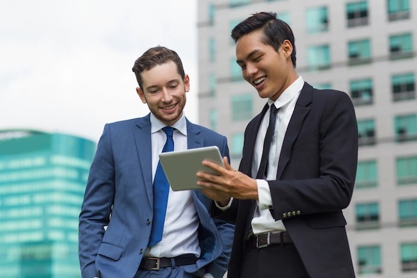 men with tablet